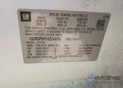 2014 Chevrolet Silverado 1500 Work Truck 1Wt z USA, uszkodzony, nr VIN 1GCRCPEHXEZ249902